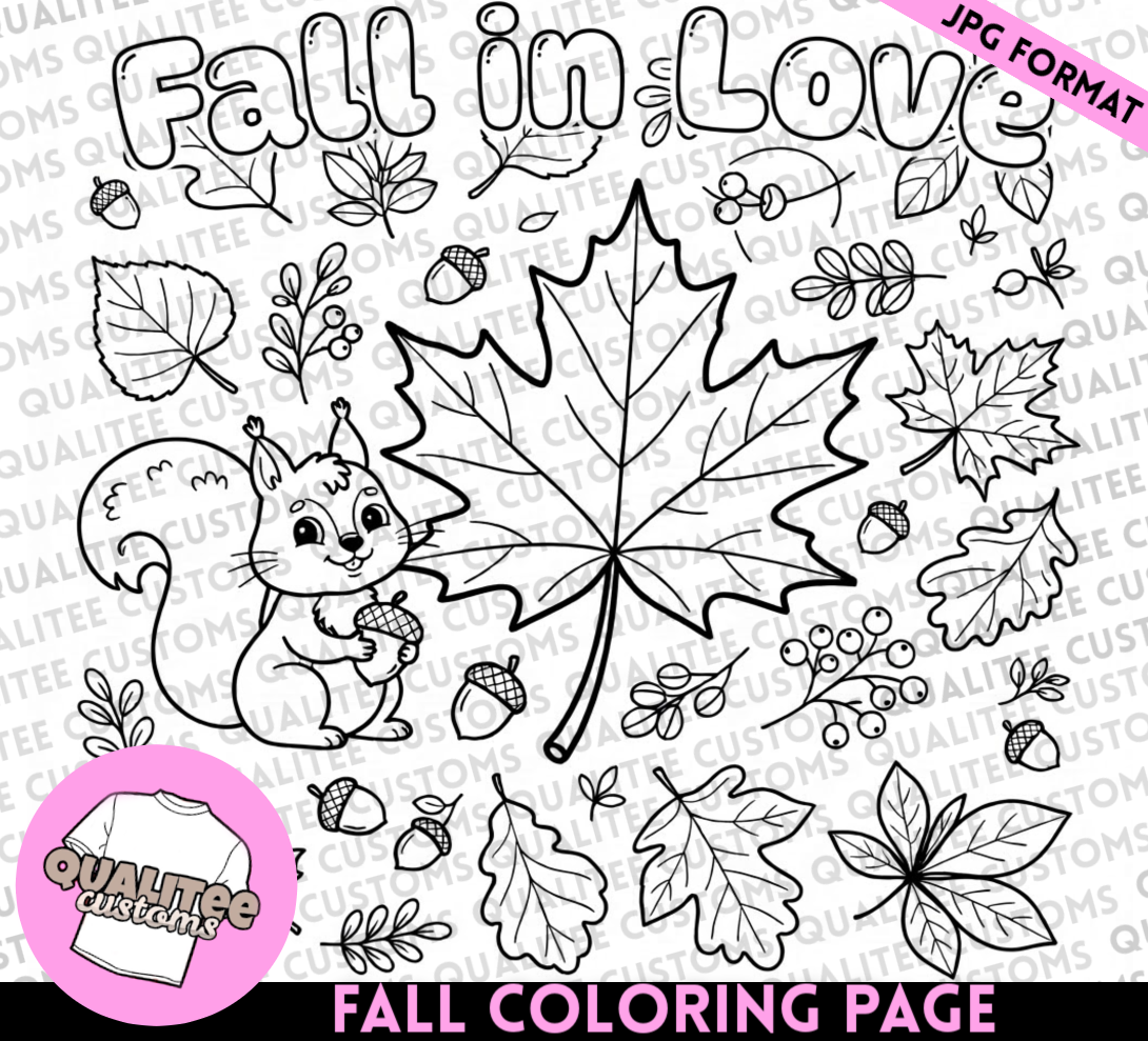 'Fall In Love' Coloring Page (Digital Download)